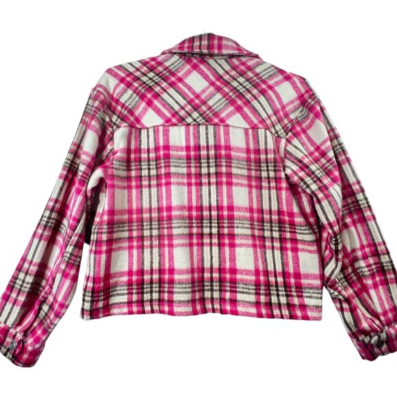 New Look Plaid Pink Fleece Shacket Jacket Womens XL Soft Comfy Granola Girl - Picture 4 of 9
